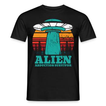 Alien, UFO, UAP, Space, Space Flying Object - Men's T-Shirt - black - Front - AI Model Male 178 light (178cm)