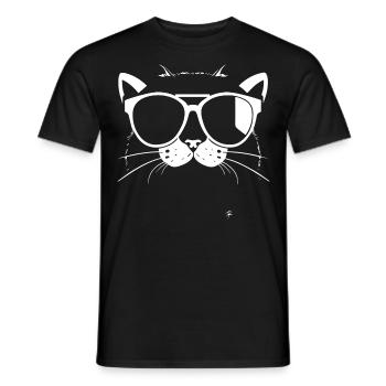 Funny Cat with Sunglasses Kitten Sunglas Cats - Men's T-Shirt - black - Front - AI Model Male 178 light (178cm)