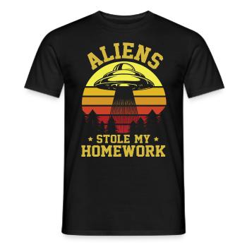 Alien, UFO, UAP, Space, Space Flying Object - Men's T-Shirt - black - Front - AI Model Male 178 light (178cm)