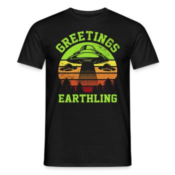 Alien, UFO, UAP, Space, Space Flying Object - Men's T-Shirt - black - Front - AI Model Male 178 light (178cm)