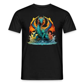 Dragon, Fantasy, Magic, Mysticism, Creature, Fable, Animal - Men's T-Shirt - black - Front - AI Model Male 178 light (178cm)