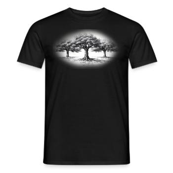 Baum Wald schwarzweiss schwarz weiss - Männer T-Shirt - Schwarz - Vorne - AI Model Male 178 light (178cm)