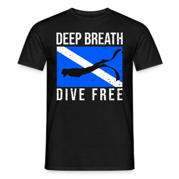 Diving, Freediving, Freediving No Limit Freediving - Men's T-Shirt - black - Front - AI Model Male 178 light (178cm)