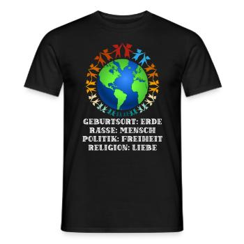 contre le racisme, contre la droite, contre les nazis, l’amour - T-shirt homme - noir - Devant - AI Model Male 178 light (178cm)