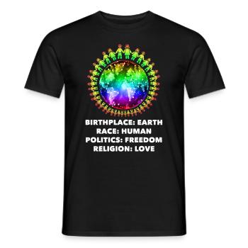 against racism, against the right, against Nazis, love - Men's T-Shirt - black - Front - AI Model Male 178 light (178cm)