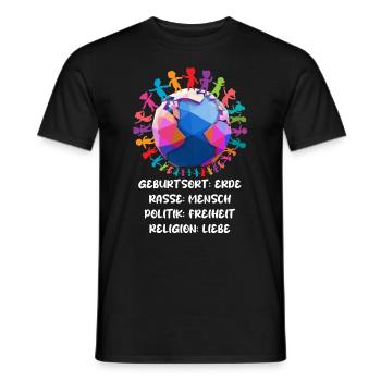 against racism, against the right, against Nazis, love - Men's T-Shirt - black - Front - AI Model Male 178 light (178cm)
