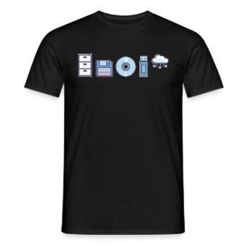 IT Geek, Accessoires PC Évolution des périphériques de stockage - T-shirt homme - noir - Devant - AI Model Male 178 light (178cm)