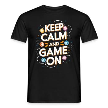 GAMER GAME ON KEEP CALM - Men's T-Shirt - black - Front - AI Model Male 178 light (178cm)