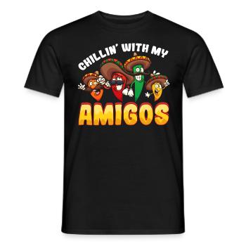 Lustiger Spruch "Chillen mit Meinen Amigos" Mexiko - Männer T-Shirt - Schwarz - Vorne - AI Model Male 178 light (178cm)