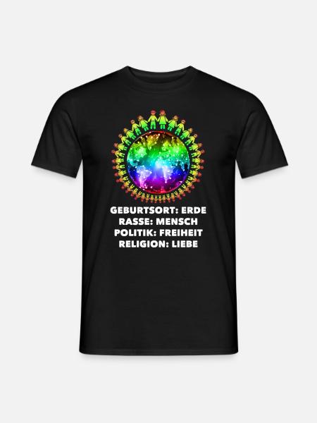 gegen Rassismus, gegen Rechts, gegen Nazis, Liebe - Männer T-Shirt - Schwarz