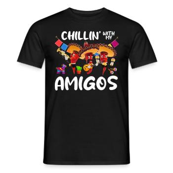 Lustiger Spruch "Chillen mit Meinen Amigos" Mexiko - Männer T-Shirt - Schwarz - Vorne - AI Model Male 178 light (178cm)