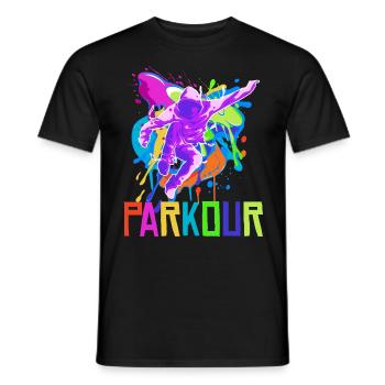 Parkour, Freerunning, Street Workout, Acrobatique - T-shirt homme - noir - Devant - AI Model Male 178 light (178cm)
