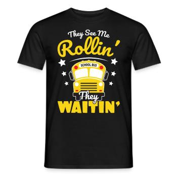 funny bus driver school bus driver saying gift - Men's T-Shirt - black - Front - AI Model Male 178 light (178cm)