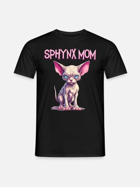 Sphynx Katzen Mama, Katzenliebhaber Nacktkatze - Männer T-Shirt - Schwarz