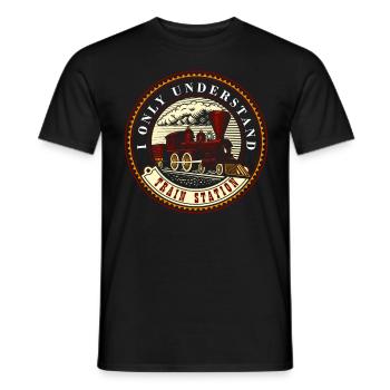Modéliste, Modélisme ferroviaire, Modèle réduit de locomotive - T-shirt homme - noir - Devant - AI Model Male 178 light (178cm)
