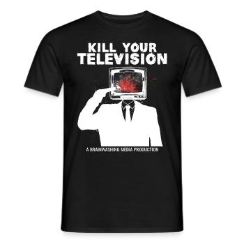 Lavage de cerveau Tuez votre télé Fake News Portest - T-shirt homme - noir - Devant - AI Model Male 178 light (178cm)