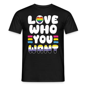 Love Who You Want – Gay Pride Month - Men's T-Shirt - black - Front - AI Model Male 178 light (178cm)