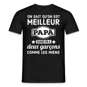 Meilleur Papa avec deux garçons 1 - T-shirt homme - noir - Devant - AI Model Male 178 light (178cm)