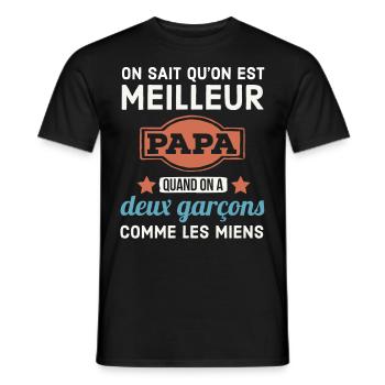 Père de deux garçons - T-shirt homme - noir - Devant - AI Model Male 178 light (178cm)