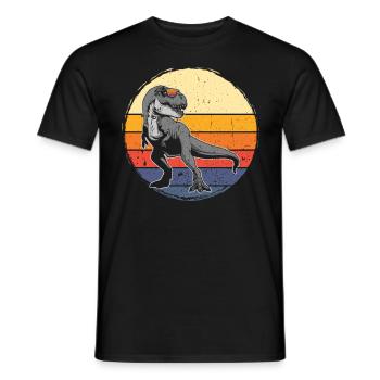 Dinosaurier Mit Retro Vintage Nerd Geek Dino T-Rex - Männer T-Shirt - Schwarz - Vorne - AI Model Male 178 light (178cm)