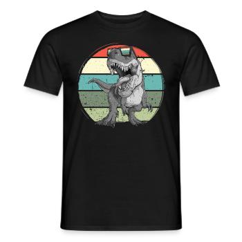 Dinosaurier Mit Retro Vintage Nerd Geek Dino T-Rex - Männer T-Shirt - Schwarz - Vorne - AI Model Male 178 light (178cm)