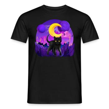Galactic Katze Vintage Retro Cat Zeitlose Eleganz - Männer T-Shirt - Schwarz - Vorne - AI Model Male 178 light (178cm)