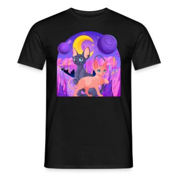 Galactic Katze Vintage Retro Cat Zeitlose Eleganz - Männer T-Shirt - Schwarz - Vorne - AI Model Male 178 light (178cm)