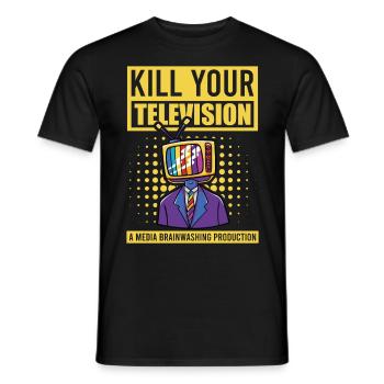 Lavage de cerveau Tuez votre télé Fake News Portest - T-shirt homme - noir - Devant - AI Model Male 178 light (178cm)