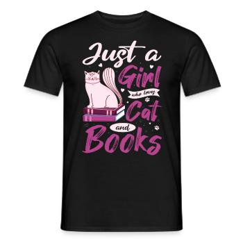 Cats, Cat Lover, Books, Reading, Girl - Men's T-Shirt - black - Front - AI Model Male 178 light (178cm)