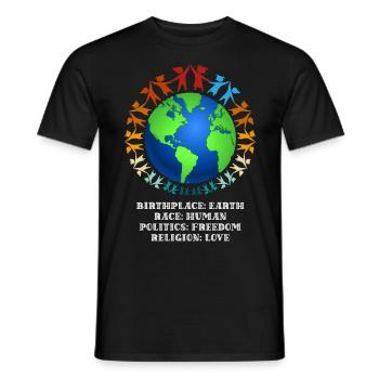 contre le racisme, contre la droite, contre les nazis, l’amour - T-shirt homme - noir - Devant - AI Model Male 178 light (178cm)