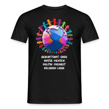 Nice "against racism" Refugees Welcome - Men's T-Shirt - black - Front - AI Model Male 178 light (178cm)