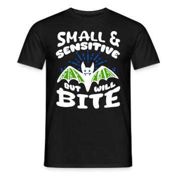 Bat Halloween Small Sensitive But Will Bite - Men's T-Shirt - black - Front - AI Model Male 178 light (178cm)