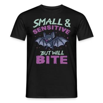 Bat Halloween Small Sensitive But Will Bite - Men's T-Shirt - black - Front - AI Model Male 178 light (178cm)