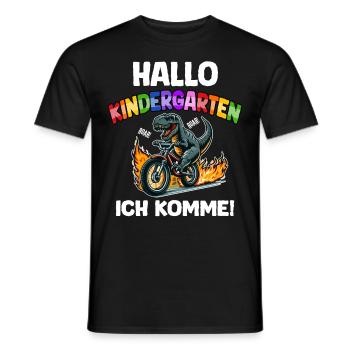 T-Rex Dino Kindergarten Start Children Boys, Girls - Men's T-Shirt - black - Front - AI Model Male 178 light (178cm)