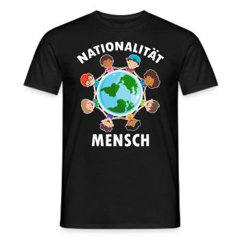 against racism, against the right, against Nazis, love - Men's T-Shirt - black - Front - AI Model Male 178 light (178cm)