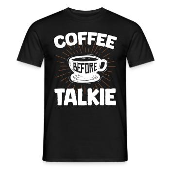 Coffee Talkie Funny Breakfast Meme, Ouote, Coffee - Men's T-Shirt - black - Front - AI Model Male 178 light (178cm)