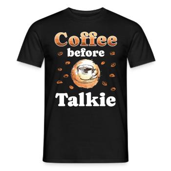 Coffee Talkie Funny Breakfast Meme, Ouote, Coffee - Men's T-Shirt - black - Front - AI Model Male 178 light (178cm)