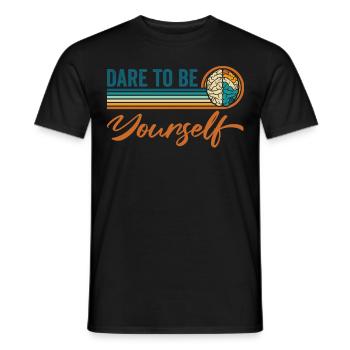 Vintage « Osez Être Vous-même » Audacieux Unique - T-shirt homme - noir - Devant - AI Model Male 178 light (178cm)
