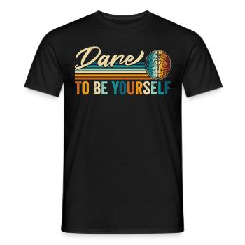 Vintage « Osez Être Vous-même » Audacieux Unique - T-shirt homme - noir - Devant - AI Model Male 178 light (178cm)