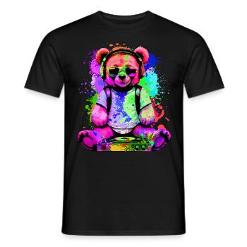 DJ ours, nounours Teddy, dessin animé, musique, concerts festivals - T-shirt homme - noir - Devant - AI Model Male 178 light (178cm)