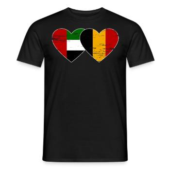 Vereinigte Arabische Emirate Belgien Flagge Herz - Männer T-Shirt - Schwarz - Vorne - AI Model Male 178 light (178cm)