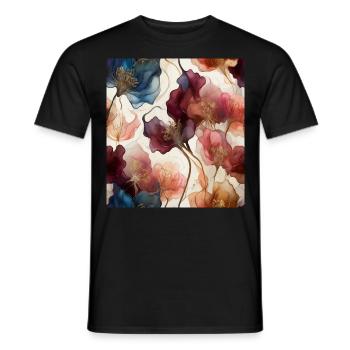 Ethereal Dreamy Blooming Petals / Nature's Floral - Men's T-Shirt - black - Front - AI Model Male 178 light (178cm)