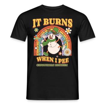 Winter Edition "It Burns when i Pee"! sarkastisch - Männer T-Shirt - Schwarz - Vorne - AI Model Male 178 light (178cm)