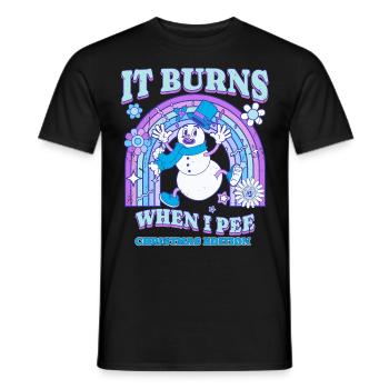 Winter Edition "It Burns when i Pee"! sarkastisch - Männer T-Shirt - Schwarz - Vorne - AI Model Male 178 light (178cm)