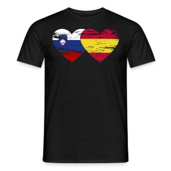 Slovenia Spain flag heart used - Men's T-Shirt - black - Front - AI Model Male 178 light (178cm)
