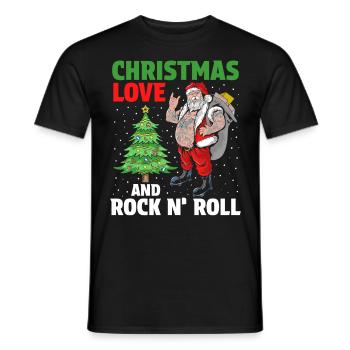 Heavy Hard Metal Christmas, Love Rock 'n' Roll - Men's T-Shirt - black - Front - AI Model Male 178 light (178cm)