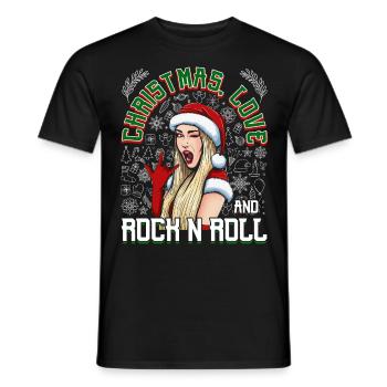 Heavy Hard Metal Christmas, Love Rock 'n' Roll - Men's T-Shirt - black - Front - AI Model Male 178 light (178cm)