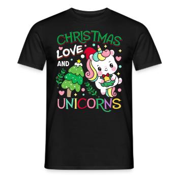 Einhorn Pferde Reitern Weihnachen Liebe Reiten - Männer T-Shirt - Schwarz - Vorne - AI Model Male 178 light (178cm)