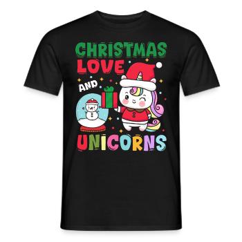 Einhorn Pferde Reitern Weihnachen Liebe Reiten - Männer T-Shirt - Schwarz - Vorne - AI Model Male 178 light (178cm)