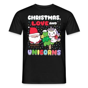 Einhorn Pferde Reitern Weihnachen Liebe Reiten - Männer T-Shirt - Schwarz - Vorne - AI Model Male 178 light (178cm)